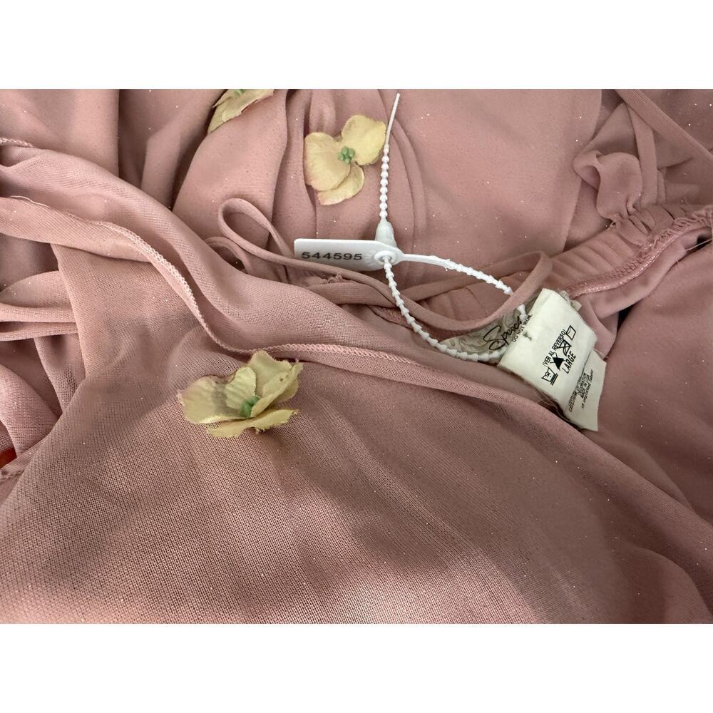 VTG Y2K Speechless Fairy Flower Dress Pink Halter Babydoll Glitter Embroidered - Picture 9 of 11